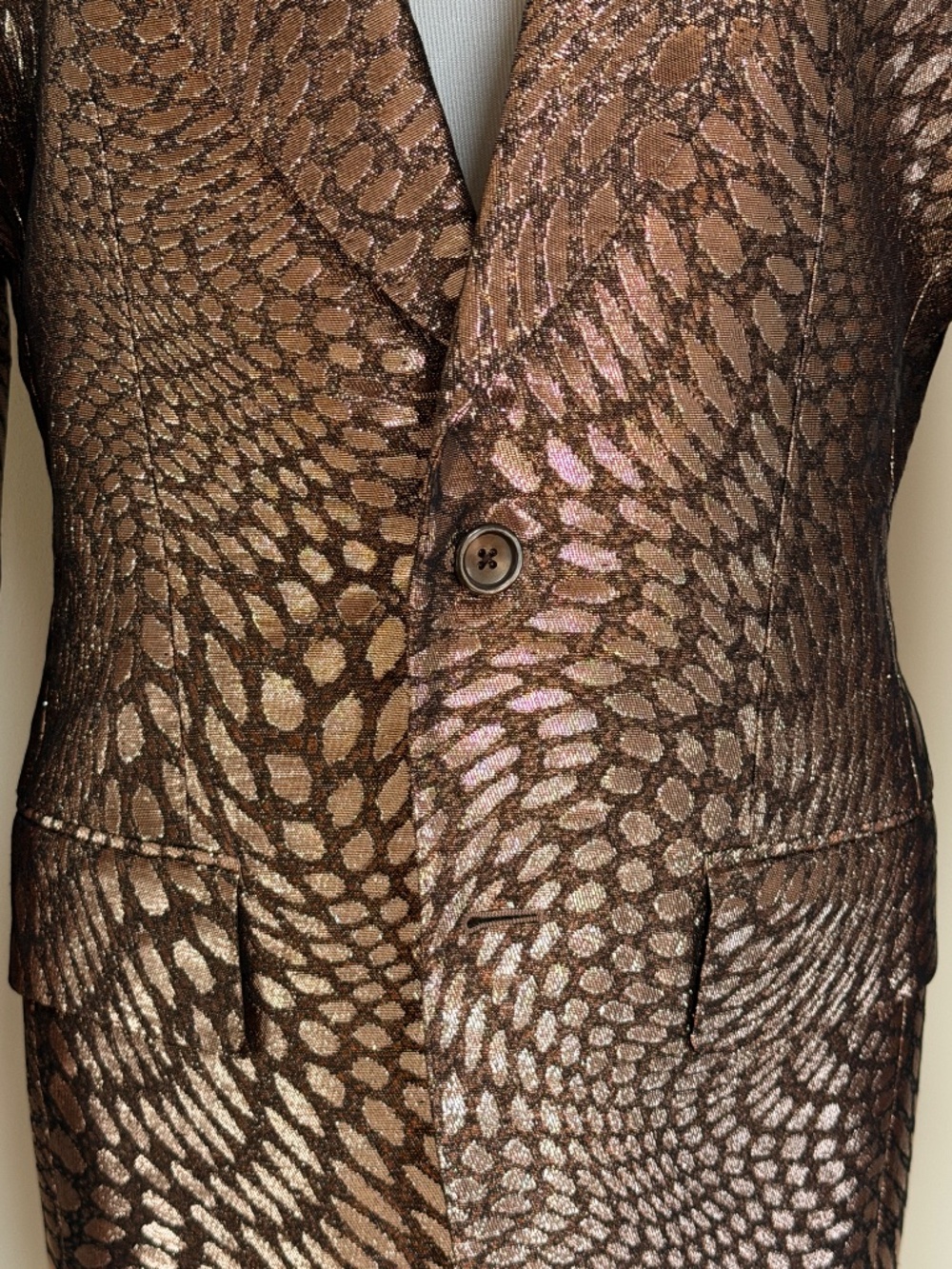 Tom Ford Atticus Bronze Distorted Dot Pattern Dupioni Dinner Jacket - Picture 6 of 15